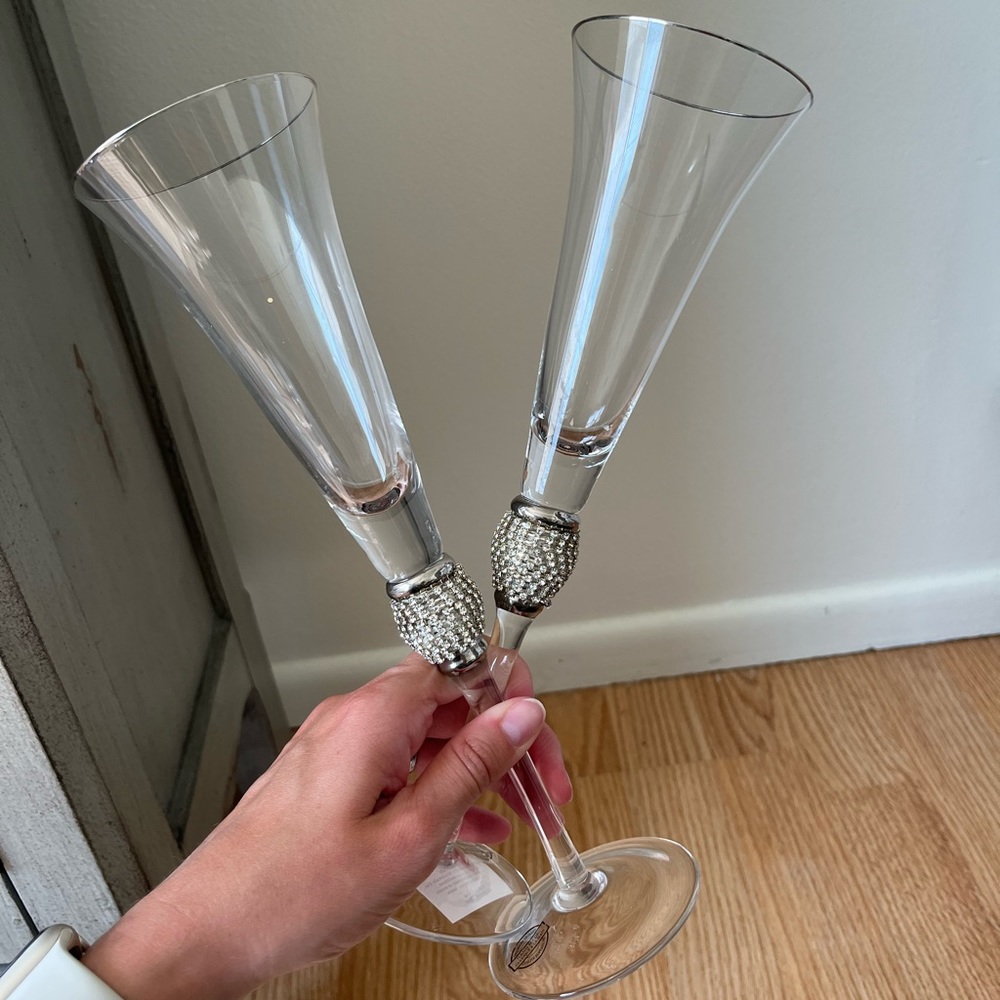 Champagne Flutes With Rhinestones